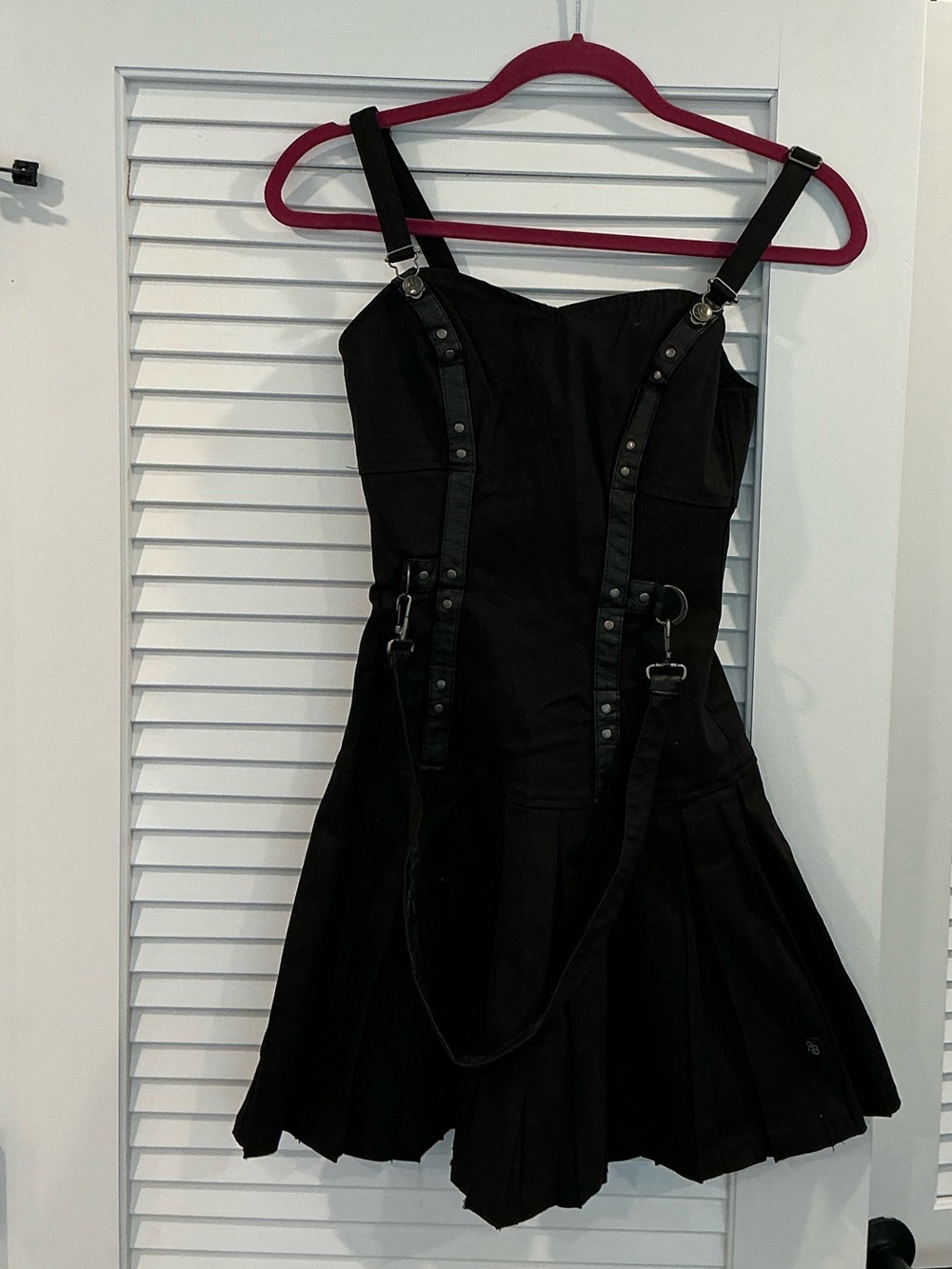 Royal Bones Black Strappy Pleated Mini Dress festival punk whimsy goth pleated S